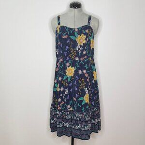 Old Navy Navy Blue Floral Sleeveless Ruffle Hem Midi Dress - Size XL